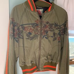 Free People green bomber jacket large preowned